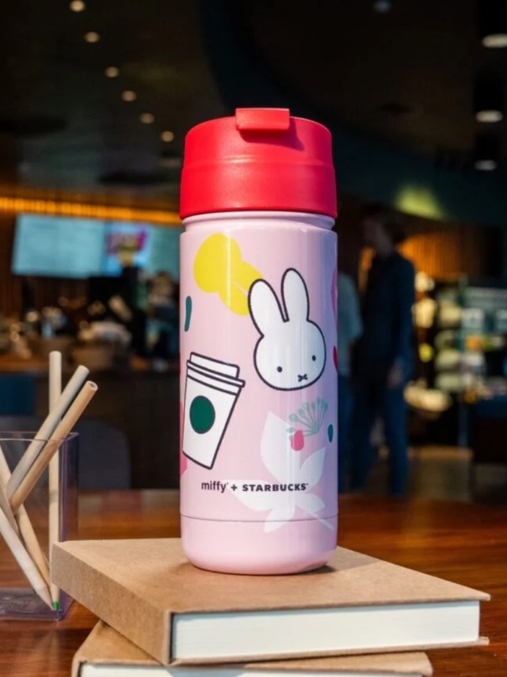 Starbucks Limited Edition Pink and Red Miffy Travel Tumbler- 18oz.